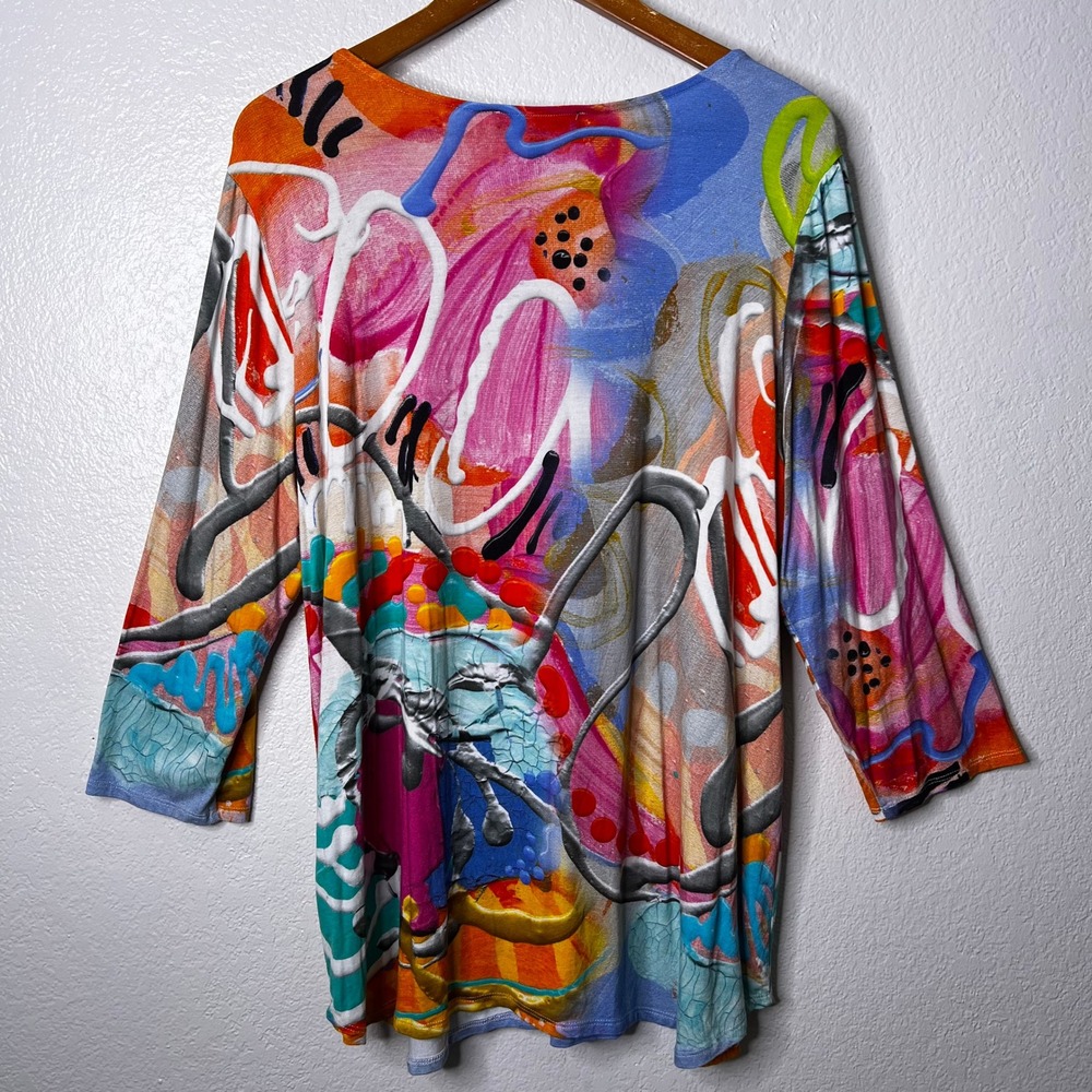Claire Desjardins Sunrise Abstract Art Print Top Womens XL 3/4 Sleeve - Picture 4 of 9